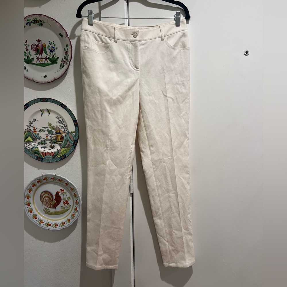 Akris White Silk / Cotton Jean Pant